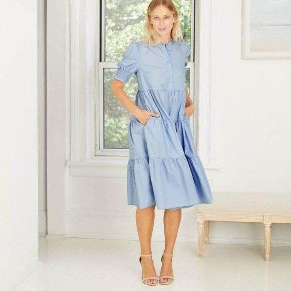 Who What Wear Dresses & Skirts - NEW Short Puff Sleeve Tiered Babydoll Dress